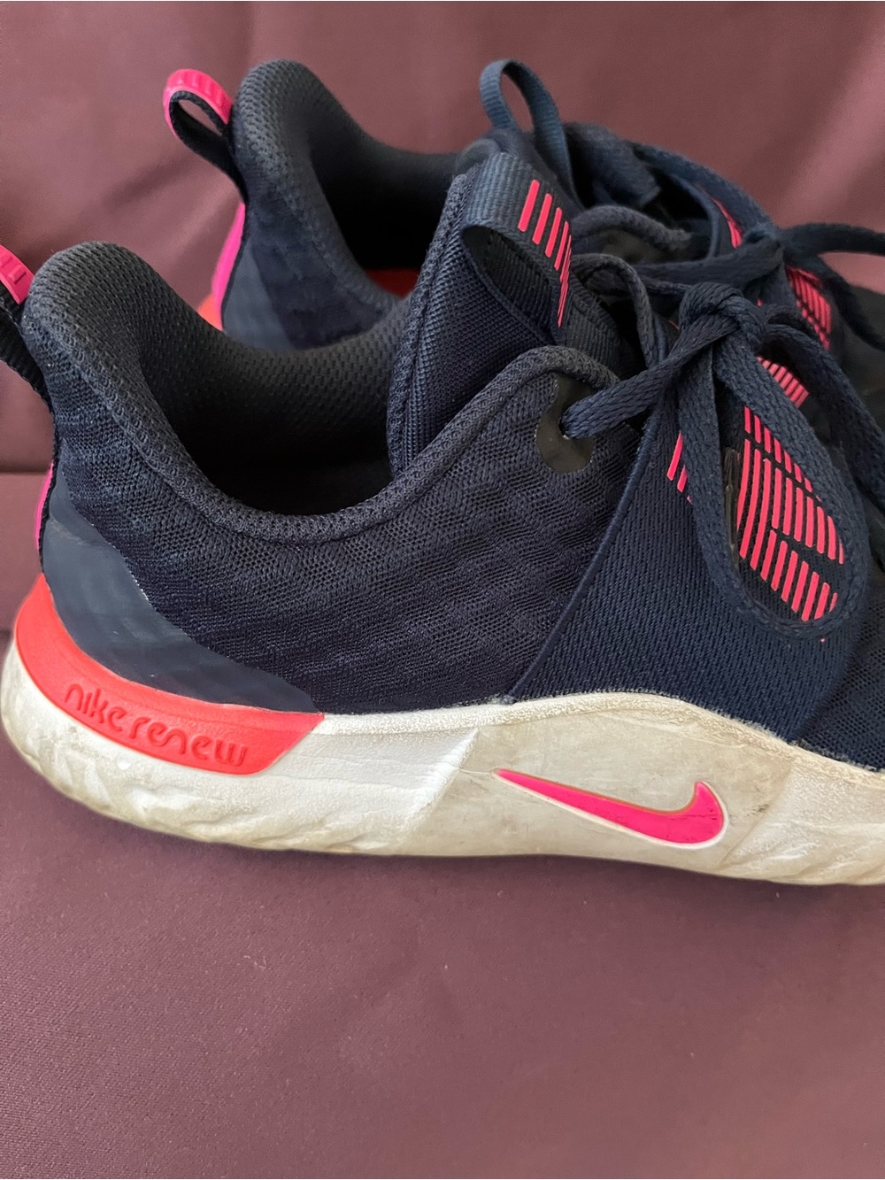 Nike Kids' Navy Sneakers with Hot Pink Accents